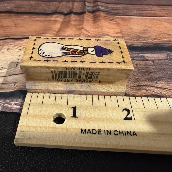 Snowman Rubber Stamp Wooden Mounted Crafts Scrapbooking Greeting Cards Christmas - Picture 7 of 9